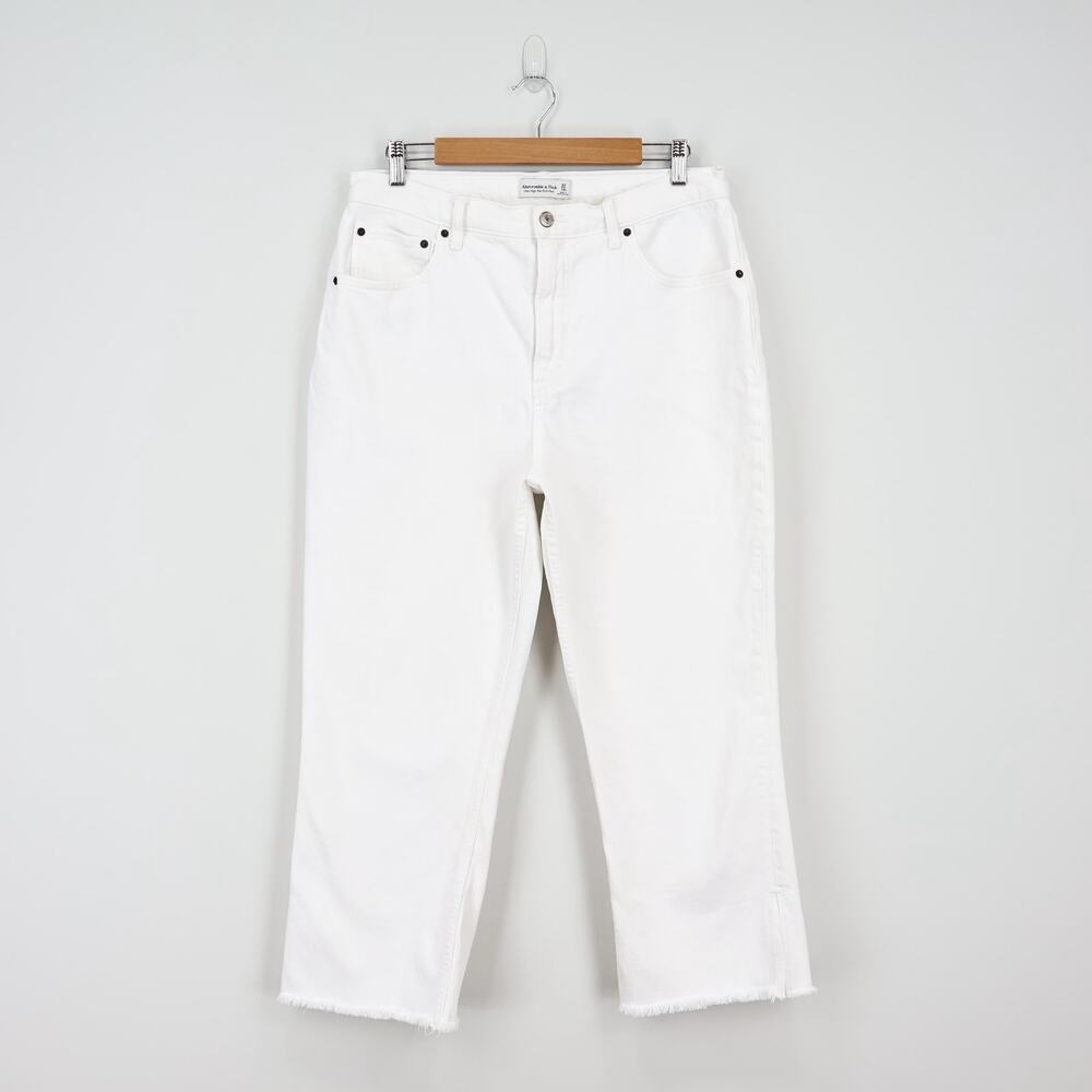 Abercrombie & Fitch Ultra High Rise Split Hem Kick Flare White Size 32
